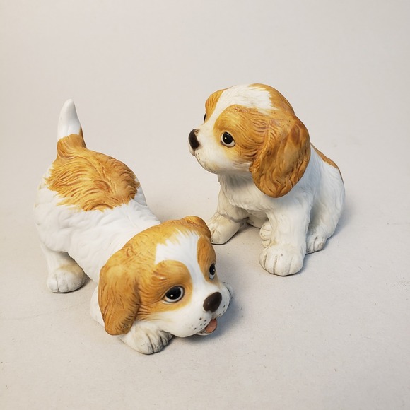 Vintage Homco Ceramic Dog Figurines Set, Spaniel Puppy Pair, Playful‎ Home Decor - Picture 6 of 12